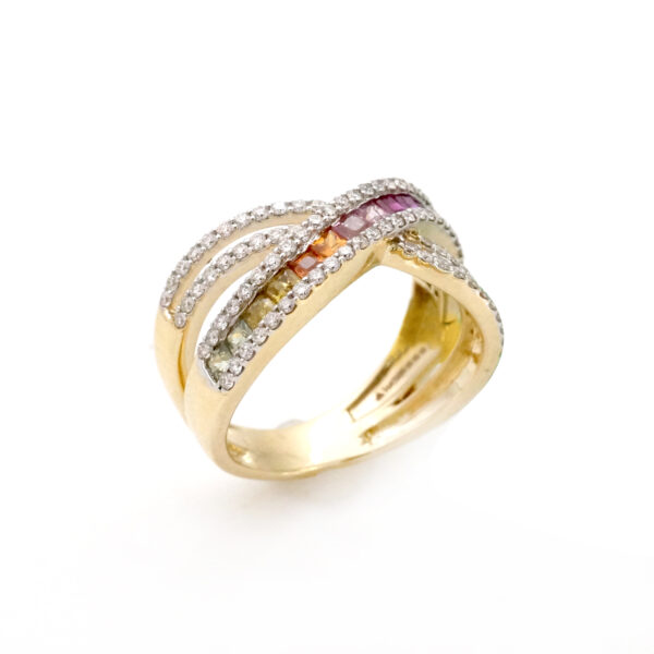 Rainbow Multi Sapphire Ring - Image 3
